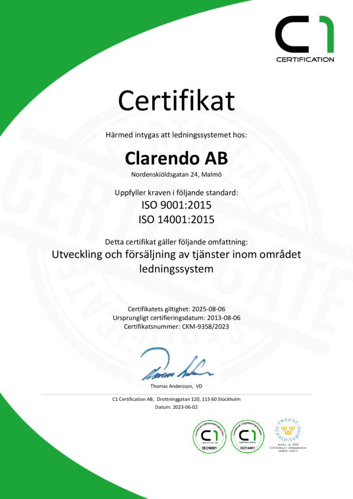 Certifikat ISO 9001, ISO 14001